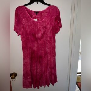 NWOT Sami & Jo Women's Stretchy tie dye Sparkly Dress Pink XL